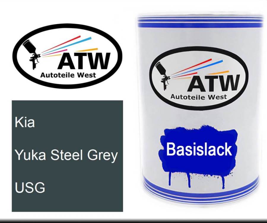 Kia, Yuka Steel Grey, USG: 500ml Lackdose, von ATW Autoteile West.